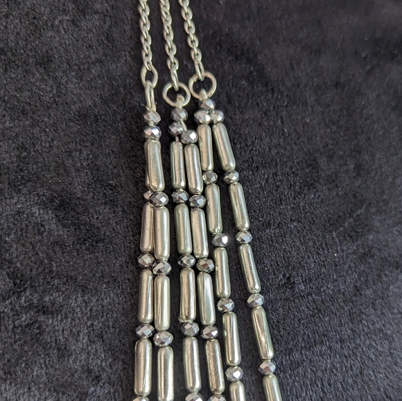 New With Tag Chico's "Sparkle" Multi Strand Silver Tone/Crystal Necklace - Picture 4 of 8